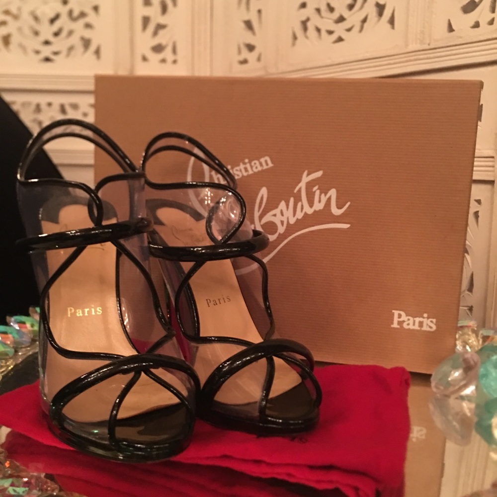 Transparent Black Christain Louboutin Shoes-Women